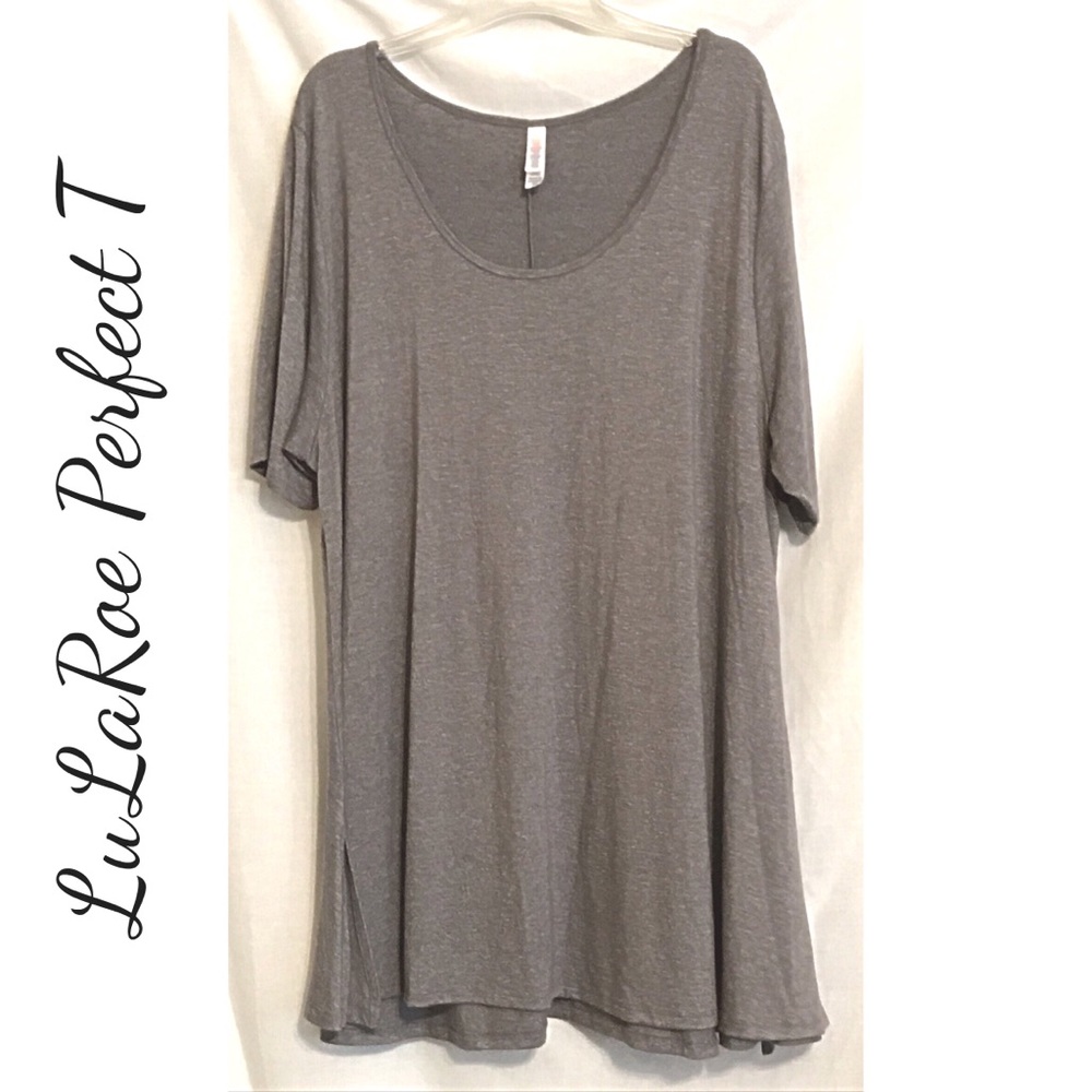 LuLaRoe Perfect T Solid Gray Top Tee Size 3XL EUC